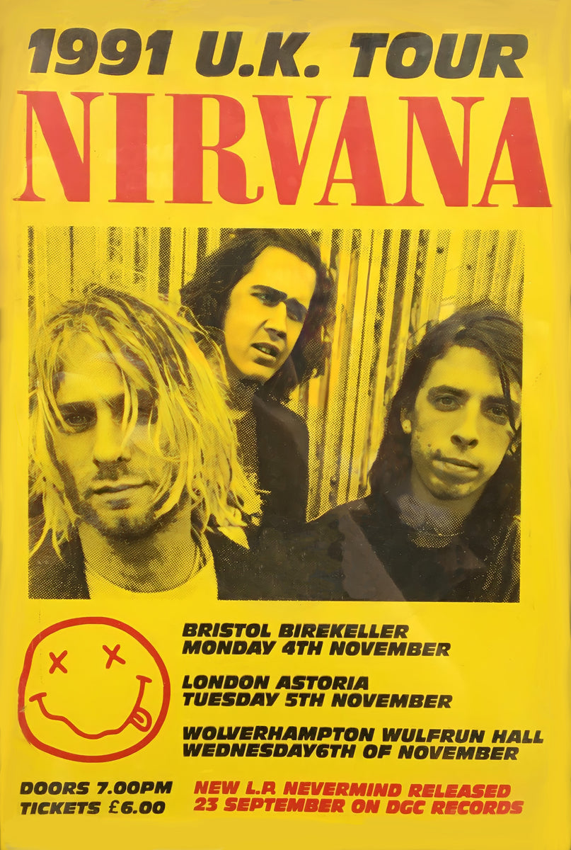 RED HOT CHILI PEPPERS NIRVANA 1991 VINTAGE CONCERT POSTER REPRINT