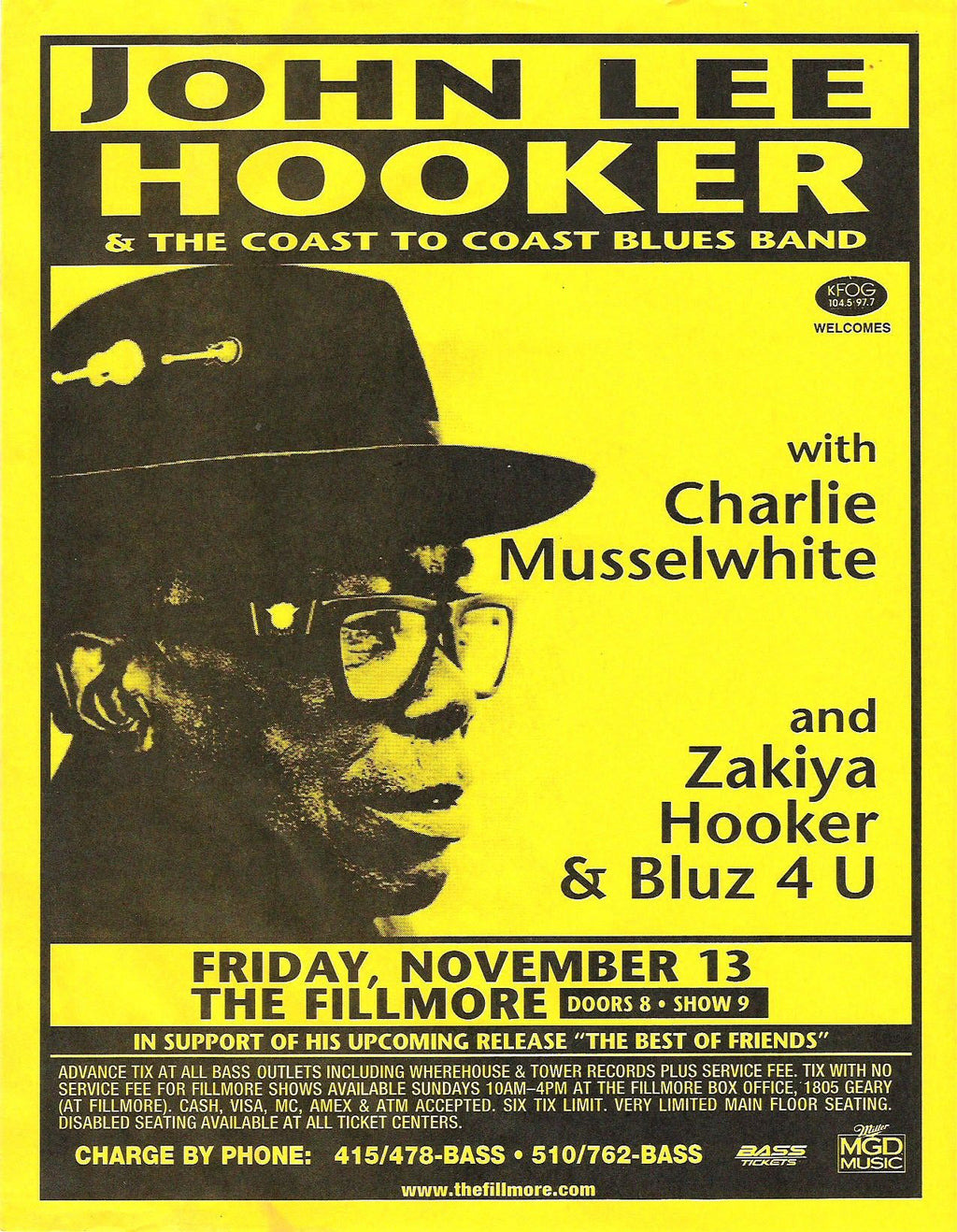 John Lee Hooker At The Fillmore Vintage Music Art Poster 0923