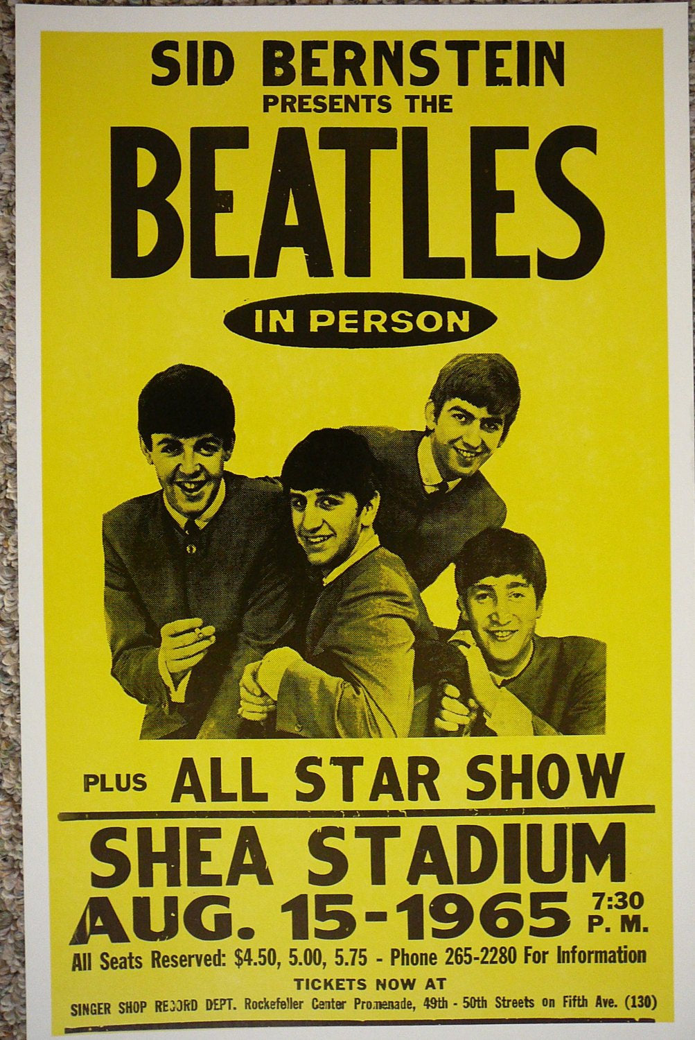 Vintage Music Art Poster The Beatles Shea Stadium 1965 - 0255