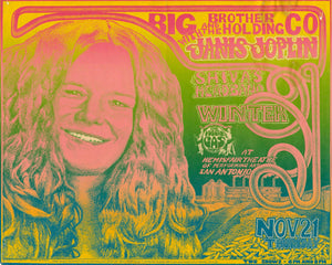 Vintage Music Art Poster - Janis Joplin In San Antonio   - 0360