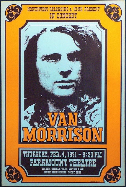 Vintage Music Art Poster - Van Morrison At The Paramount Theatre 1971   - 0464