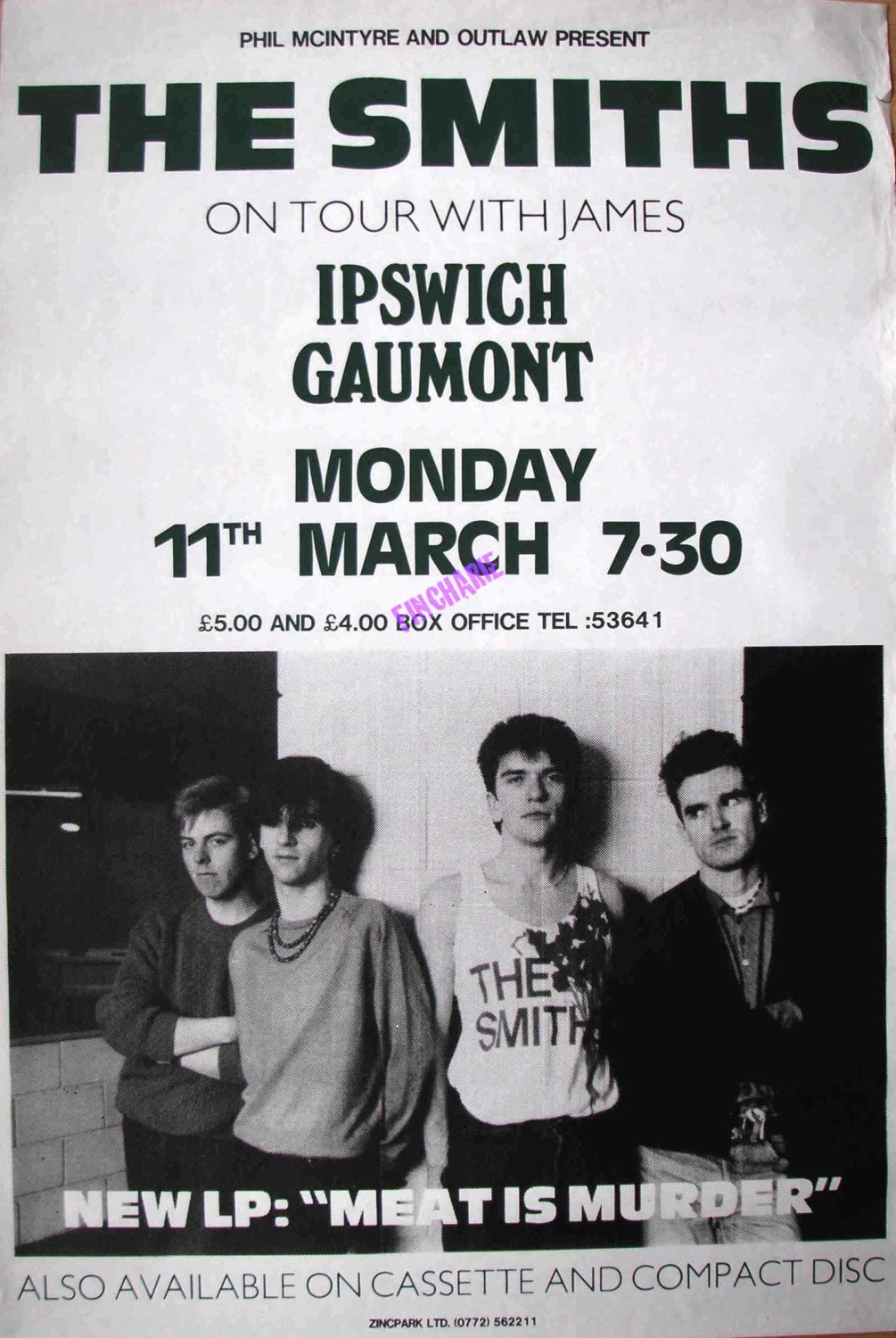 Vintage Music Art Poster - The Smiths At Ipswich 0497