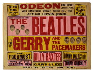 Vintage Music Art Poster - The Beatles - Gerry And The Pacemakers - Odeon Southport 1963 0539