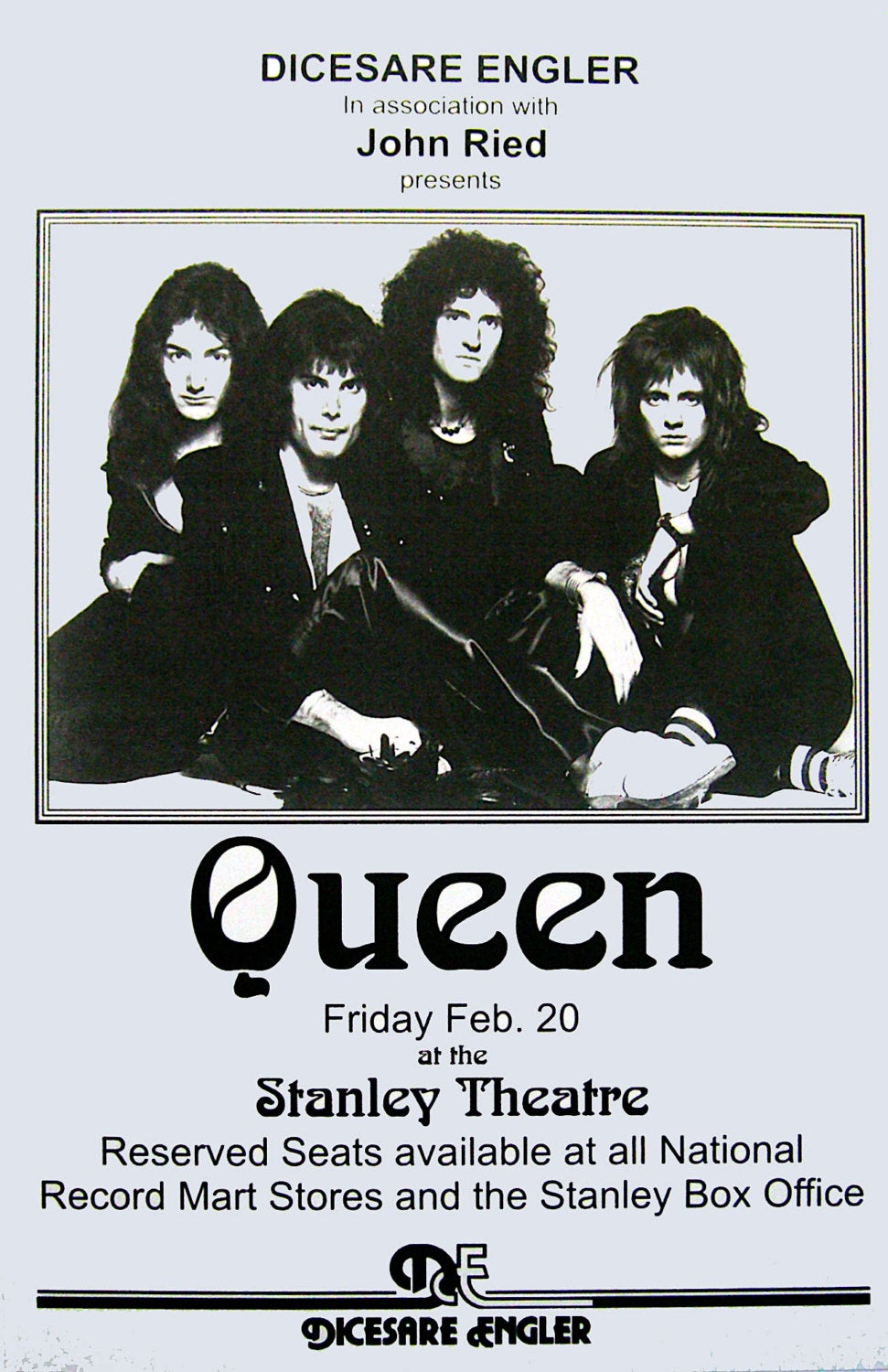 Vintage Music Art Poster - Queen At Stanley Theatre 0552