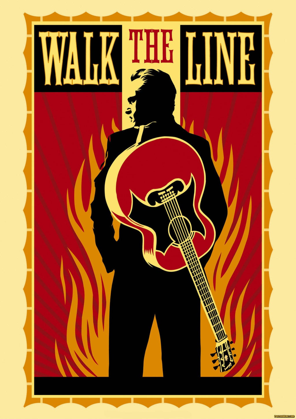 Vintage Music Art Poster - Johnny Cash Walk The Line 0085