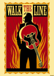 Vintage Music Art Poster - Johnny Cash Walk The Line 0085