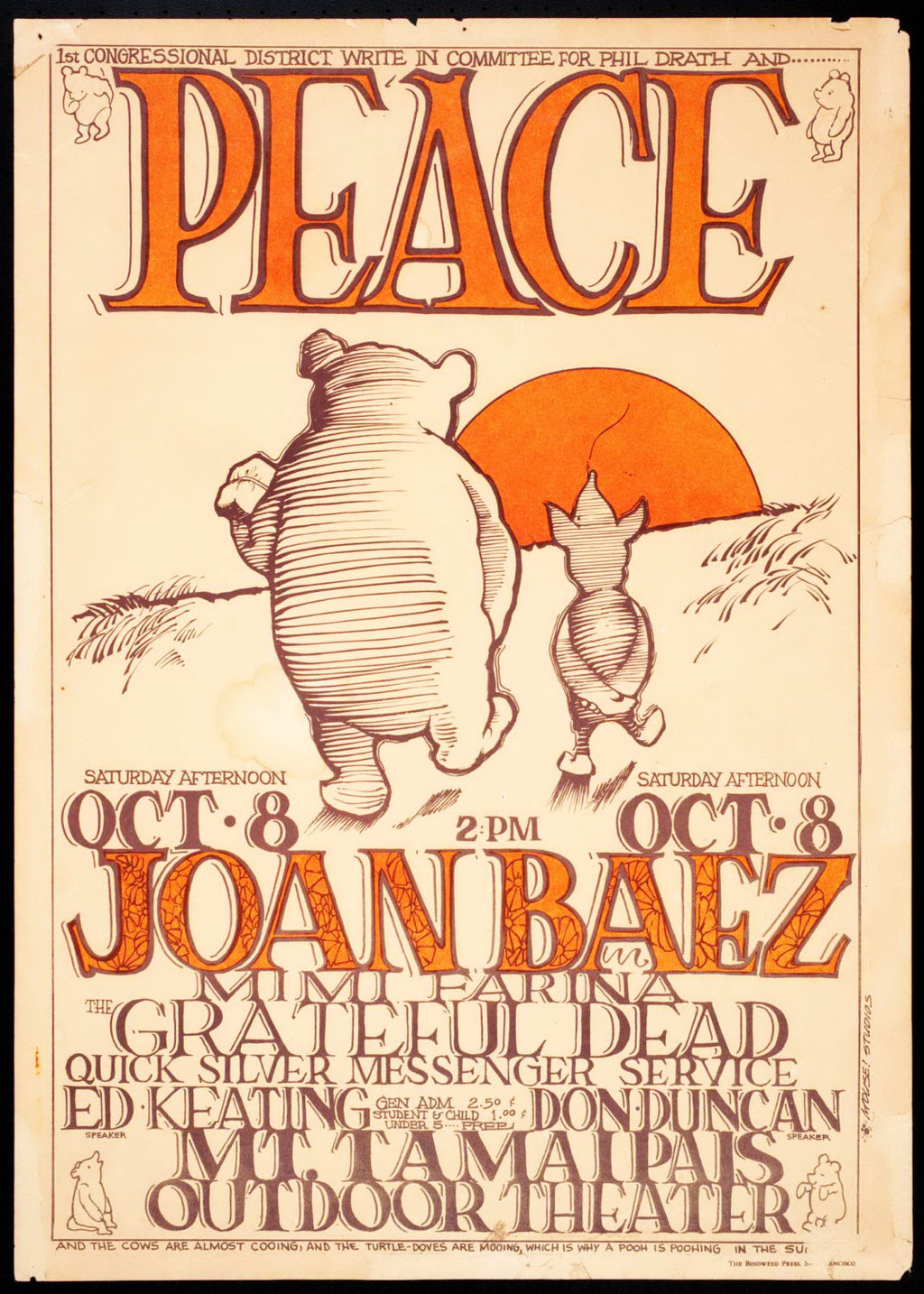 Vintage Music Art Poster - Joan Baez & The Grateful Dead   0023