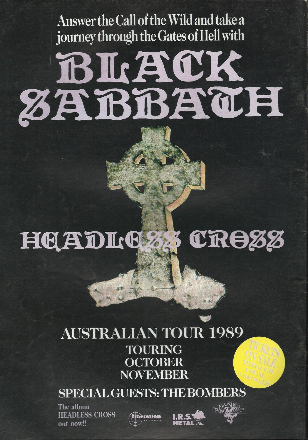 Vintage Music Art Poster - Black Sabbath Australian Tour 1989  - 0376