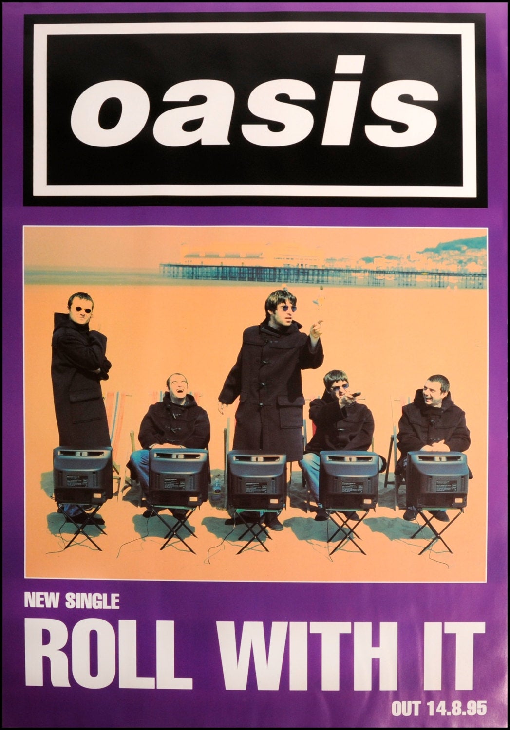 Vintage Music Art Poster - Oasis 'Roll With It' 0535