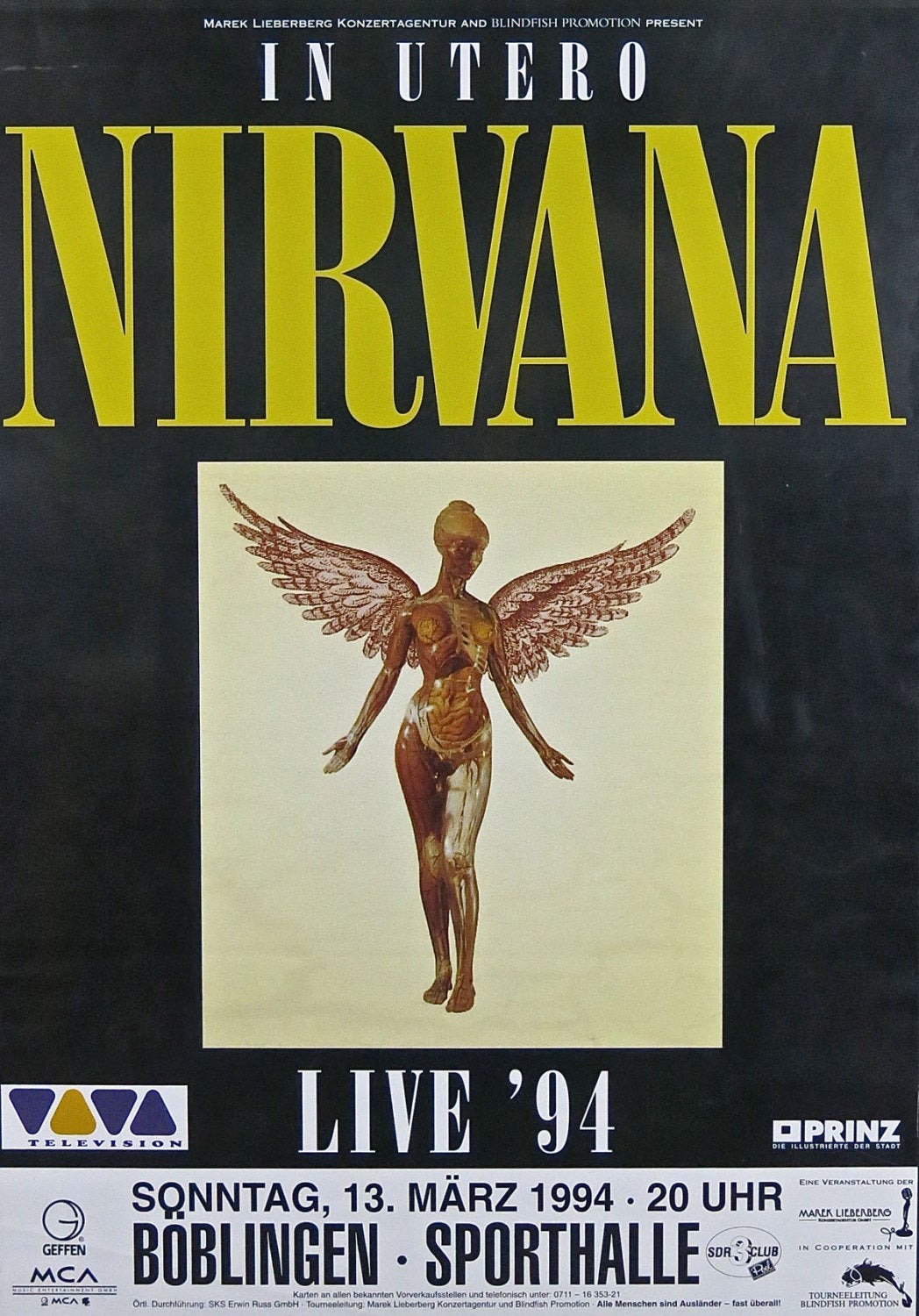 Vintage Music Art Poster - Nirvana Live 94 - 0534