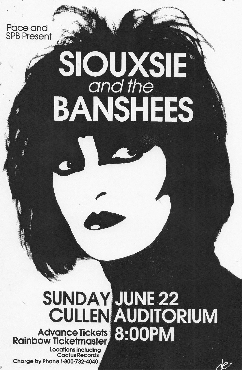 Vintage Music Art Poster - Siouxsie And The Banshees - Cullen Auditorium  0512