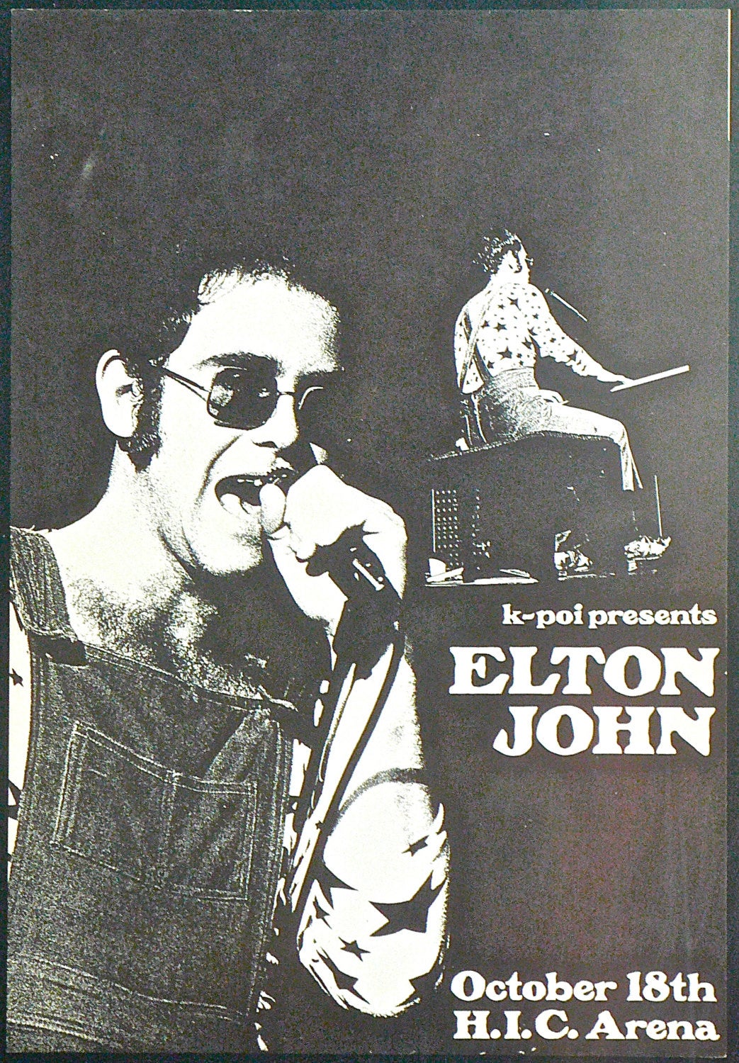 Vintage Music Art Poster - Elton John - HIC Arena  0543