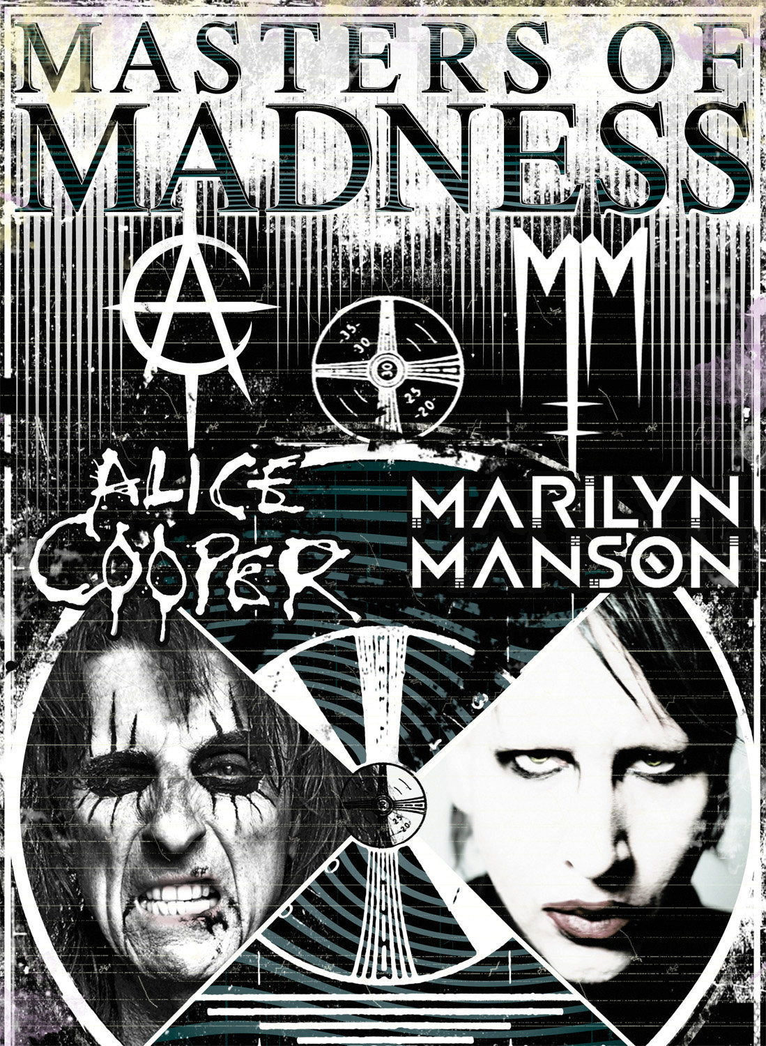 Vintage Music Art Poster - Alice Cooper & Marilyn Manson - 'Masters Of Darkness' 0546