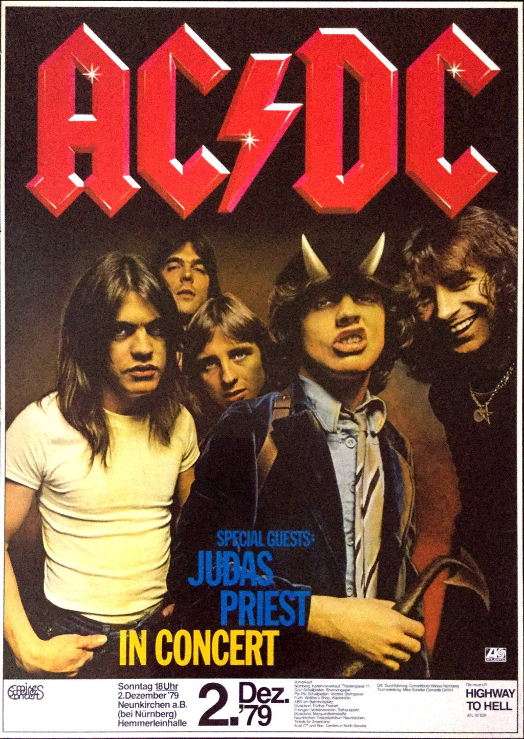 Vintage Music Art Poster - AC / DC With Judas Priest In Concert - 1979 Germany 0554