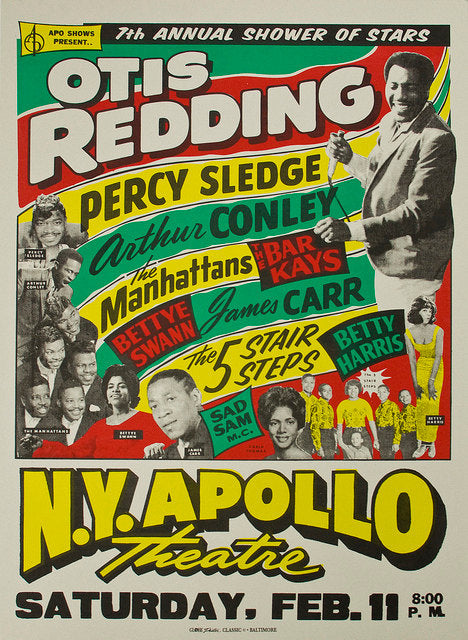 Vintage Music Art Poster - Ottis Reading - Percy Sledge - Arthur Conley At New York Apollo 0012