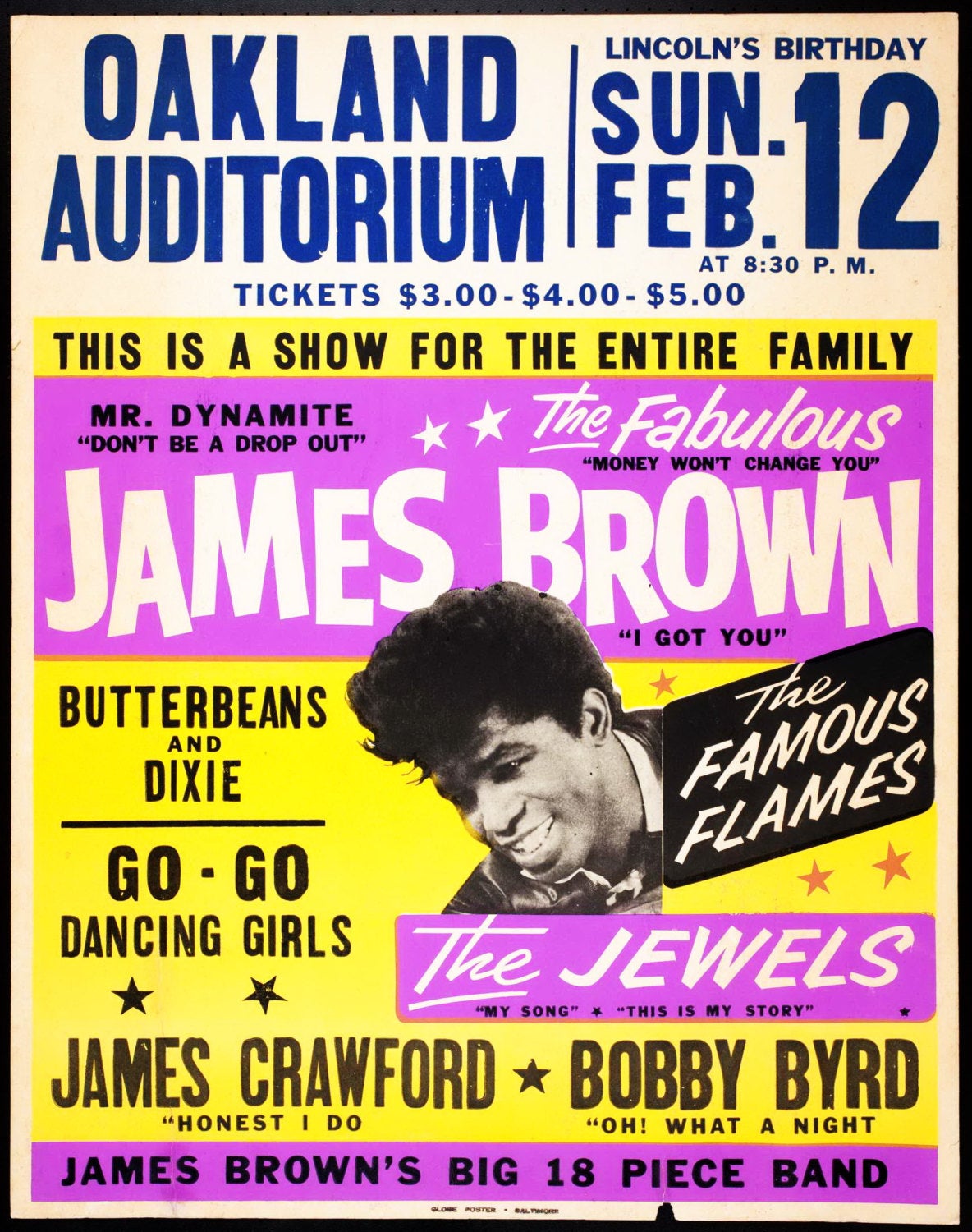 Vintage Music Art Poster - James Brown at the Oakland Auditorium 0208