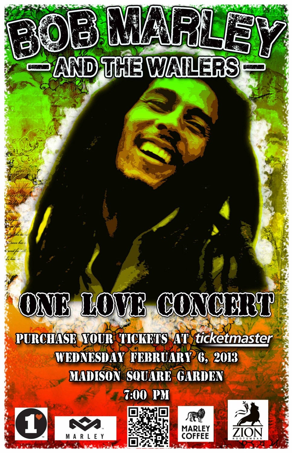 Vintage Music Art Poster - Bob Marley One Love Concert 0099