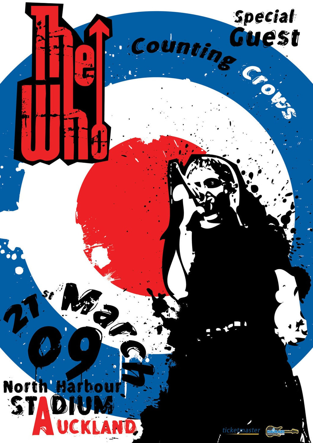 Vintage Music Art Poster - The Who 09 North Harbour Stadium Auckland - 0276