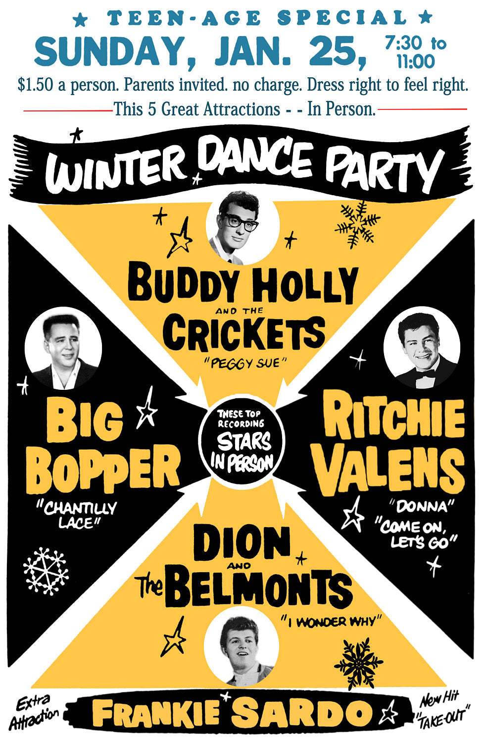 Vintage Music Art Poster Buddy Holly And The Crickets   0560