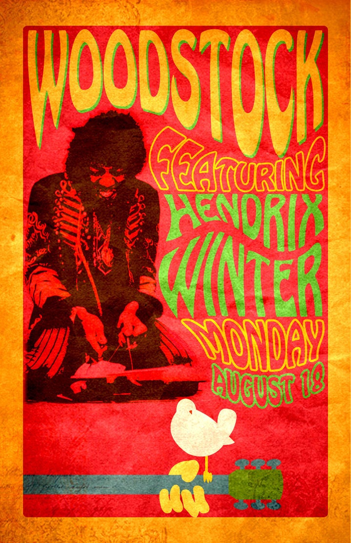 Vintage Music Art Poster - Woodstock Jimmy Hendrix - 0273
