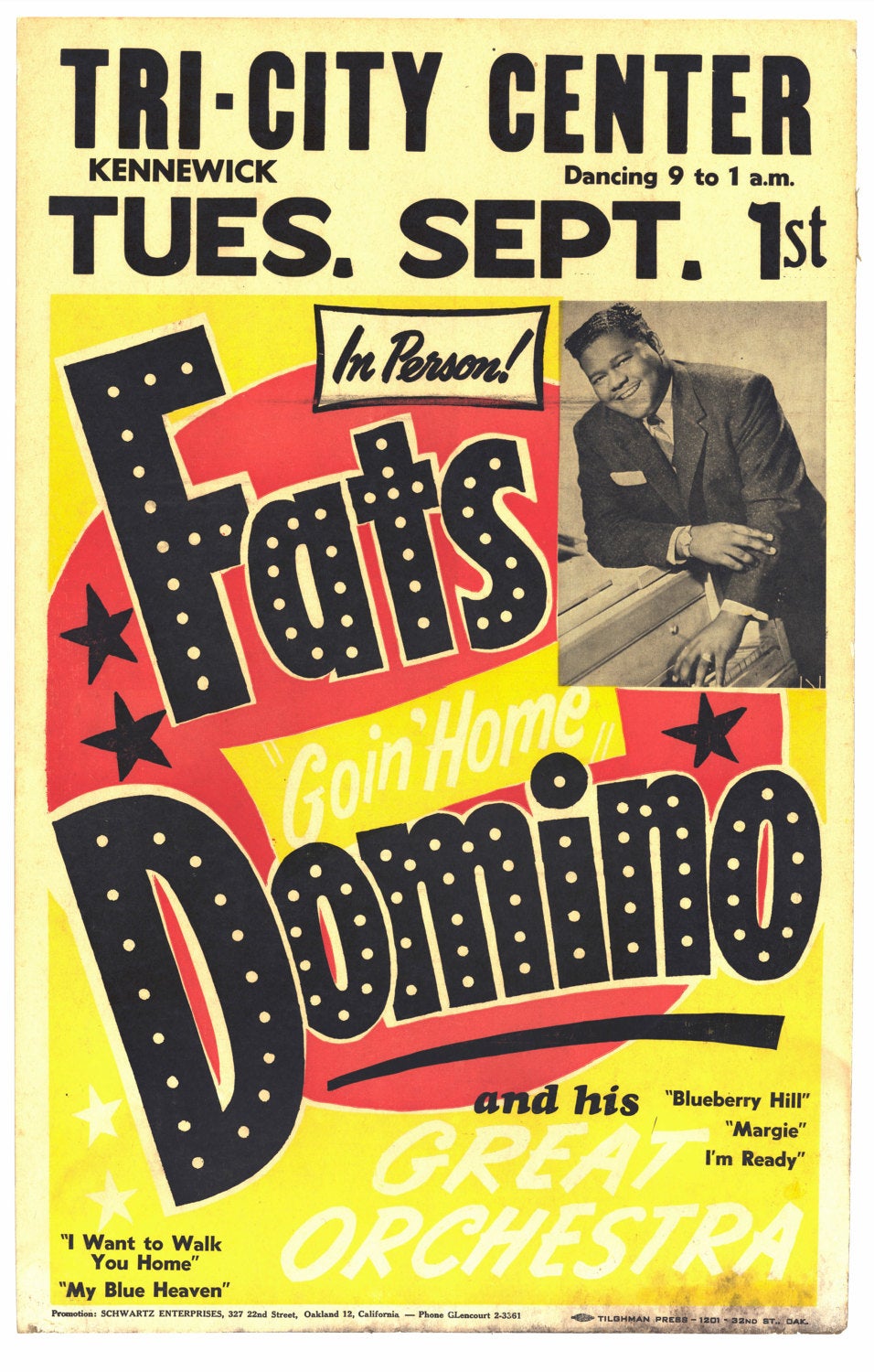 Vintage Music Art Poster - Fats Domino - 0347