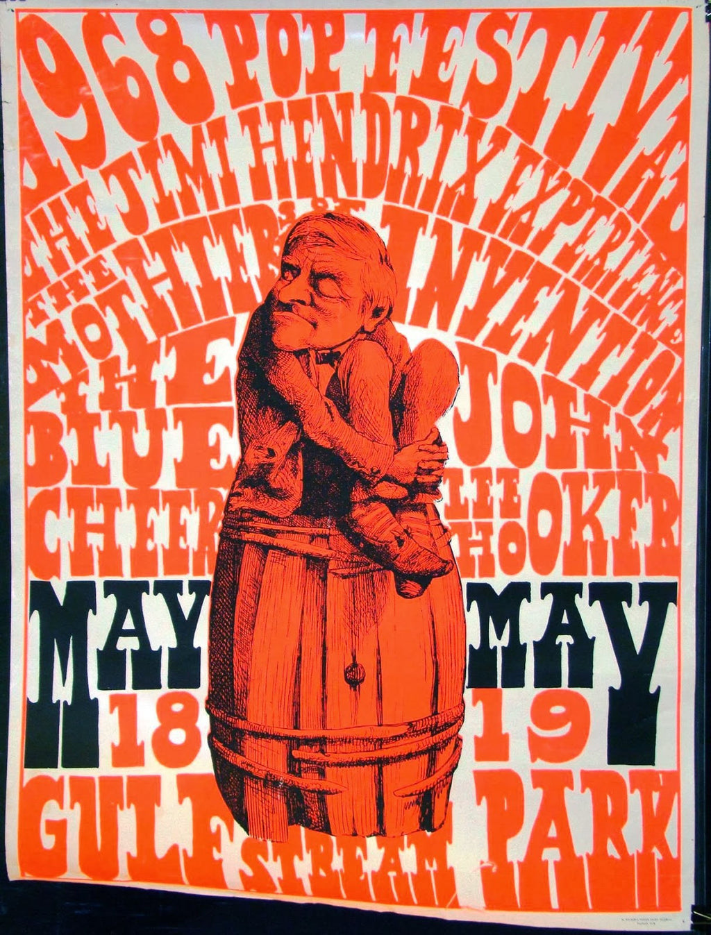 Vintage Music Art Poster - 1968 Pop Festival - Jimi Hendrix - 0575