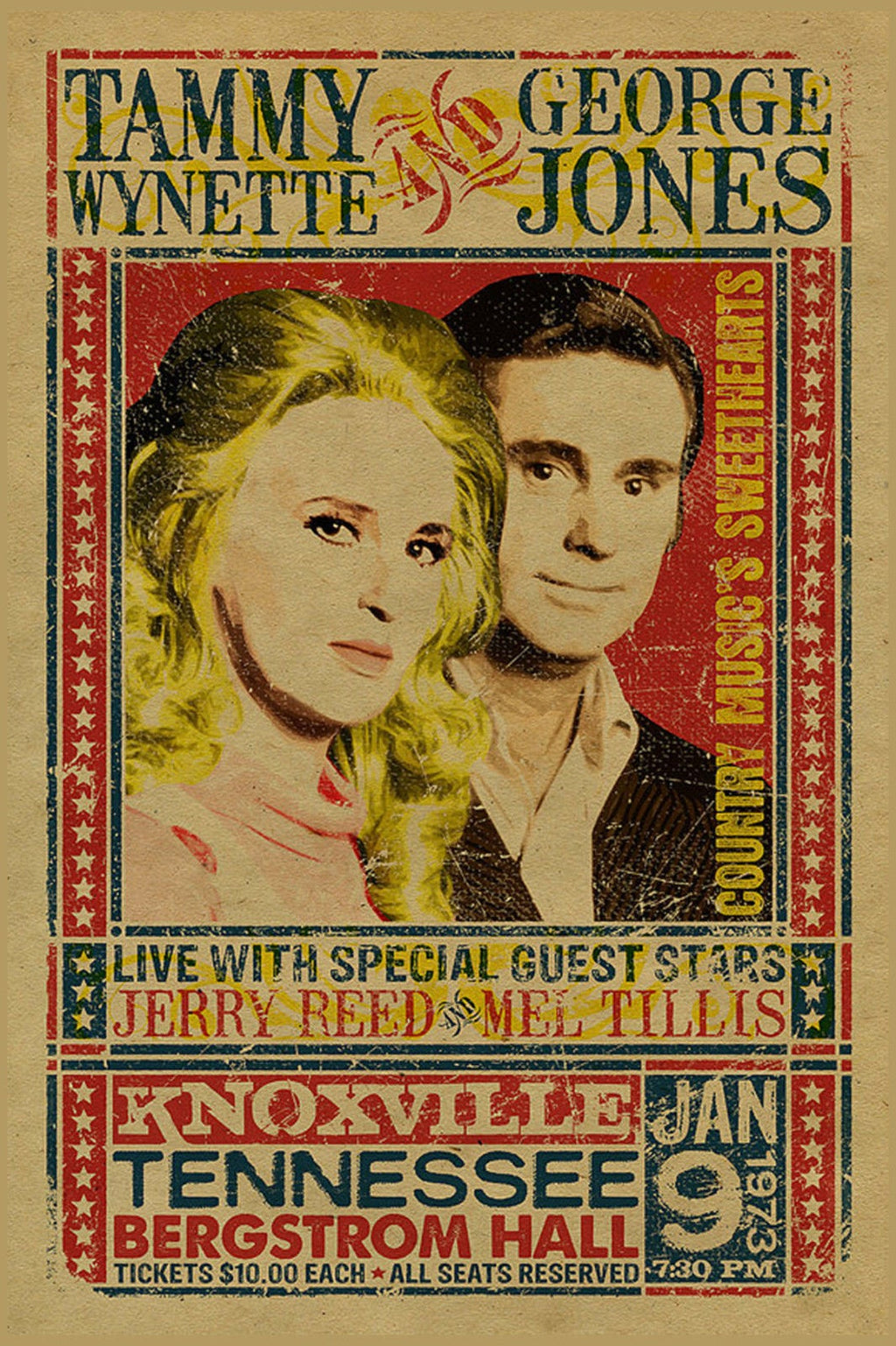 Vintage Music Art - Tammy Wynette & George Jones Tennessee 0654