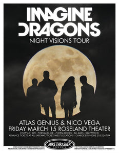 Vintage Music Art Poster - Imagine Dragons Night Vision Tour   - 0562
