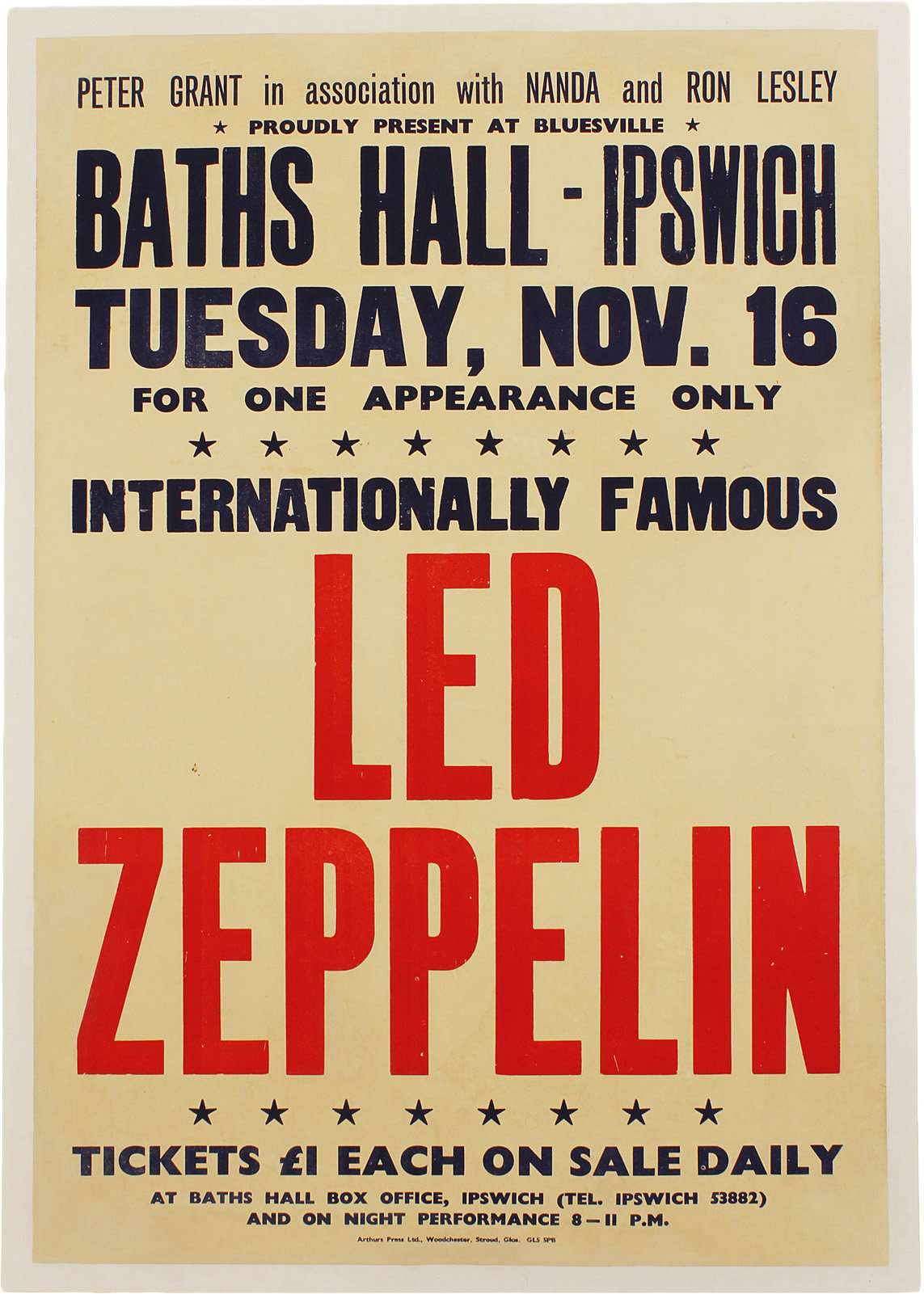 Vintage Music Art  -  Led Zeppelin - In Concert At Ipswich  0678