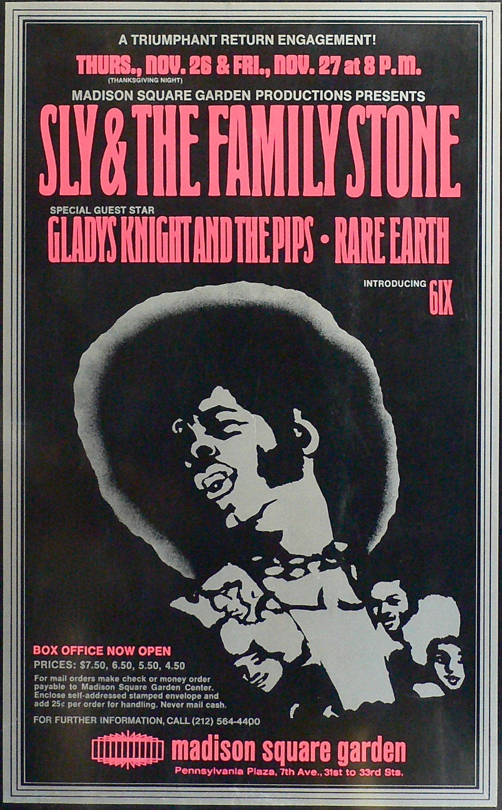 Vintage Music Art  -  Sly And Family Stone - Madison Square Garden  0682