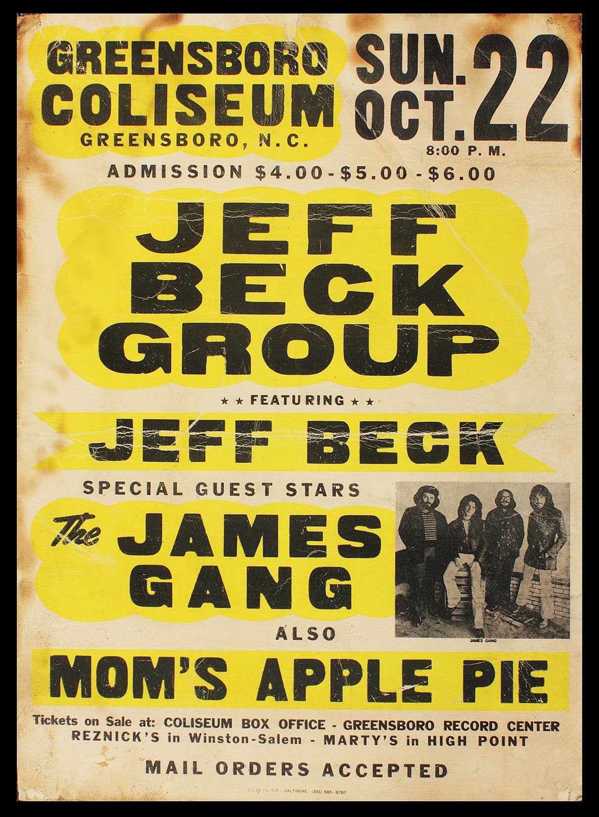 Vintage Music Art  - Jeff Beck Group At Greensboro Coliseum   0693
