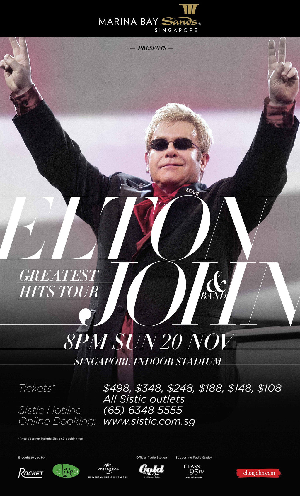 Vintage Music Art  - Elton John Singapore Indoor Stadium    0670