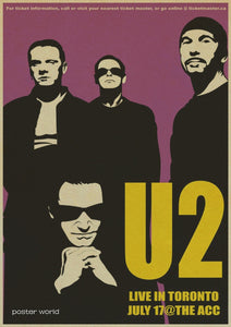 0801 Vintage Music Art Poster - U2 Live In Torento