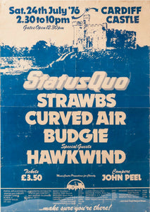 Vintage Music Art  - Status Quo, Strawbs, Curved Air, Budgie, Hawkwind Cardiff Castle 0831