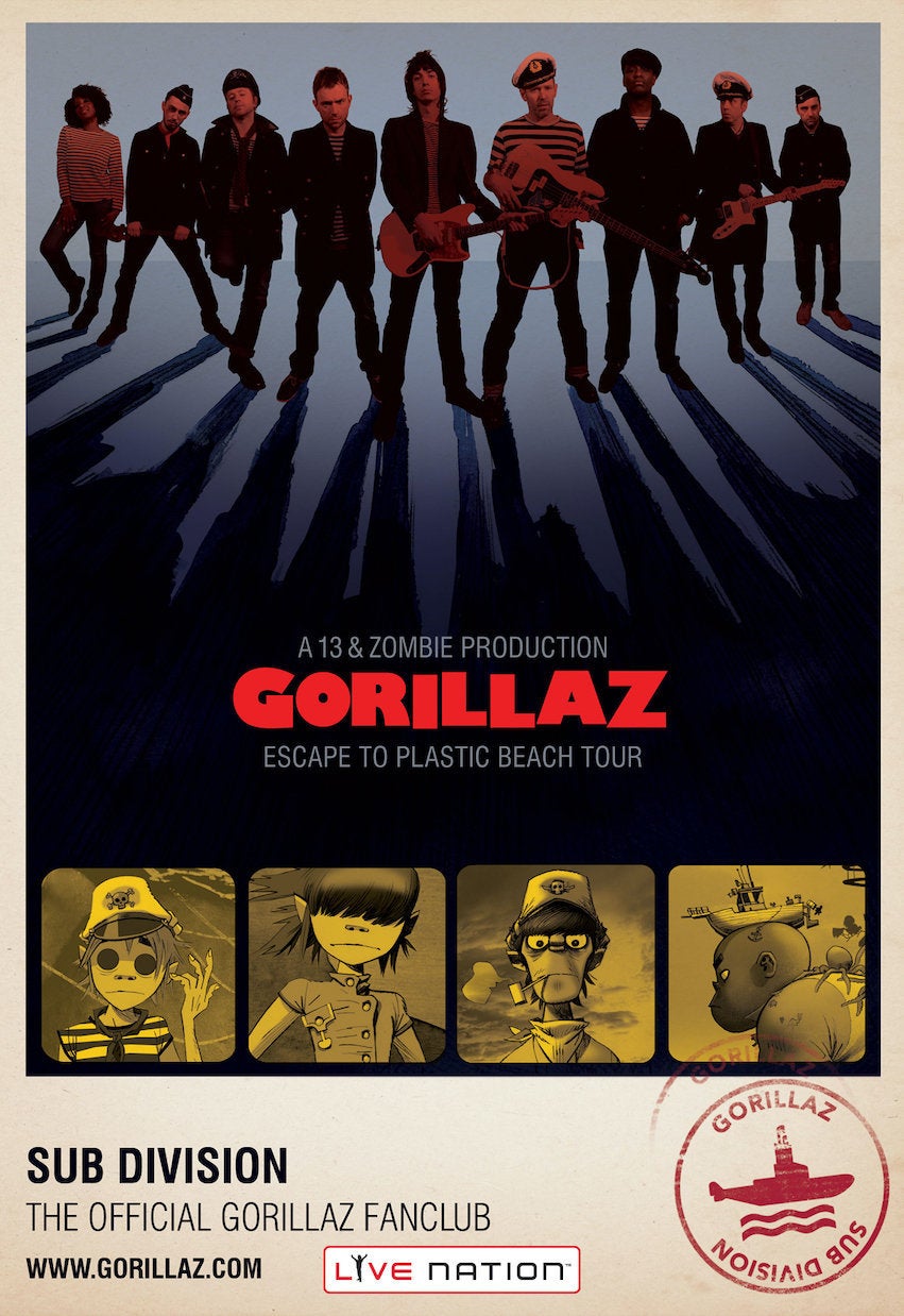 Vintage Music Art  -  Gorillaz - Escape To plastic Beach Tour  0854